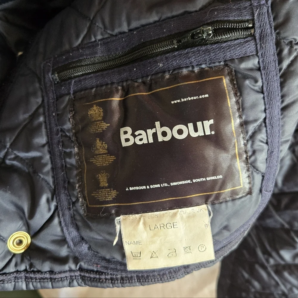 Barbour Liddesdale Navy Kid's Quilted Jacket Size L